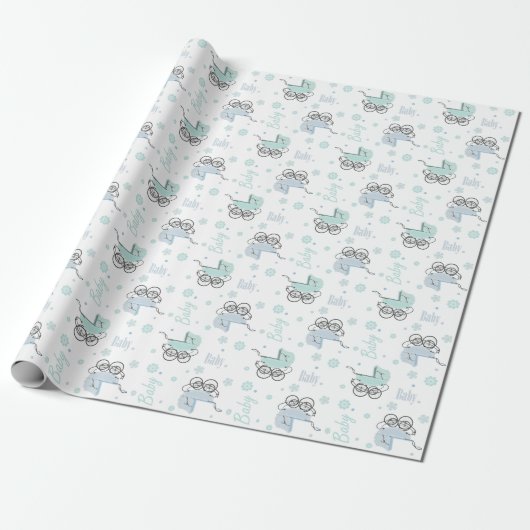 Blauw en mint groenboek over omhulling van Baby Cadeaupapier (Uitgerold)
