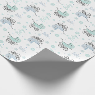 Blauw en mint groenboek over omhulling van Baby Cadeaupapier