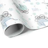 Blauw en mint groenboek over omhulling van Baby Cadeaupapier (Rol Hoek)