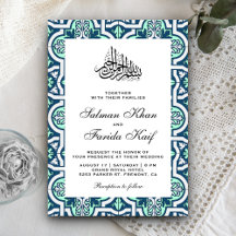 Blauw en Mint Islamitische Arabesque Moslim Bruilo