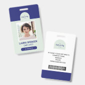 Blauw en Mint Professionele Foto ID Badge (Voor- en achterkant)