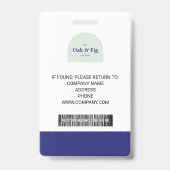 Blauw en Mint Professionele Foto ID Badge (Achterkant)