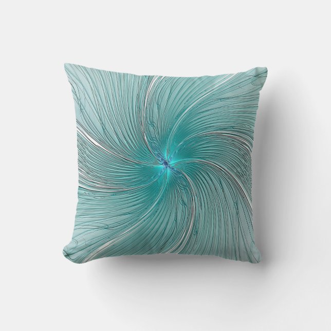 Blauw en modern aqua touw bloem kussen (Voorkant)