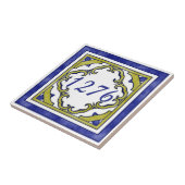 Blauw en mosterd Groen Klein Huis Aantal Tegeltje (Zijkant)