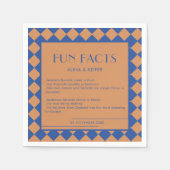 Blauw en Mosterd Retro Bold Leuke Feiten Trouwen Servet (Voorkant)