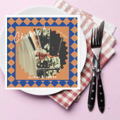 Blauw en Mosterd Retro Bold Leuke Feiten Trouwen Servet