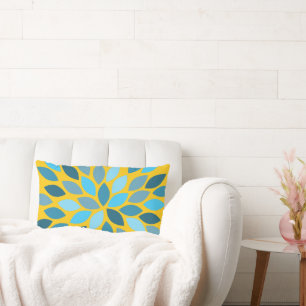 Blauw en mosterd Starburst Modern Flower Pillow Kussen