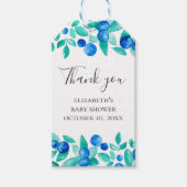 Blauw en munt bosbessen baby shower dank u cadeaulabel (Voorkant)