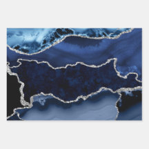 Blauw en namaak zilver glinsterend marmer agaat
