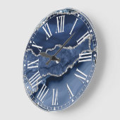 Blauw en namaar Zilver Glitter Marmer Agaat Grote Klok (Hoek)