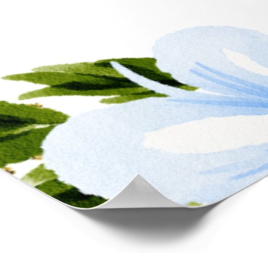 Blauw en Navy Bloemen Sweet 16 Welkom Poster (Hoek)