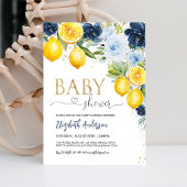 Blauw en Navy Citrus Floral Baby shower Kaart