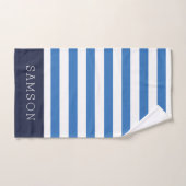 Blauw en Navy Stripes Monogram Bad Handdoek (Handdoek)