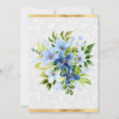 Blauw en Navy Zomer Bloemen Goud Verjaardag Bedankkaart (Achterkant)