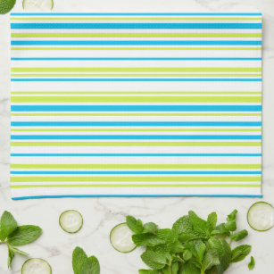 Blauw en neon groene kleuren eenvoudige Stripes Pa Theedoek