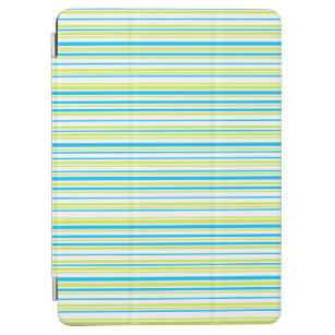 Blauw en neon Lime Green Elegant Stripes Patroon iPad Air Cover