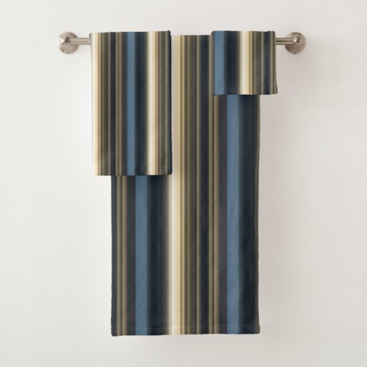 Blauw en neutraal tonen Verticaal stripe patroon Bad Handdoek (Insitu)