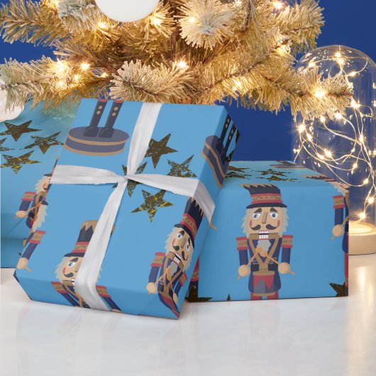 Blauw- en Nutkraker-kerstpapier Cadeaupapier (Feestdagen)