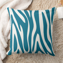 Blauw en Off White Zebra Animal Print Kussen