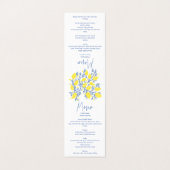 Blauw en onder wijnstokken bruiloft receptie maalt kaart (Buitenkant ongevouwen)