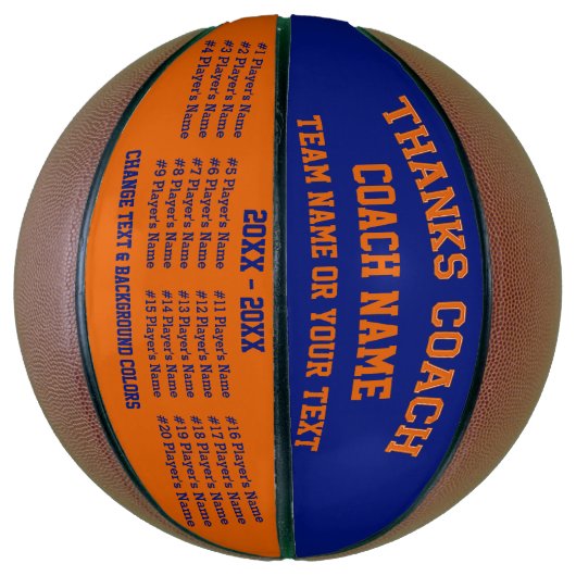 Blauw en Oranje Aangepast Basketball, ALLE spelers Mini Basketbal (Verticaal)