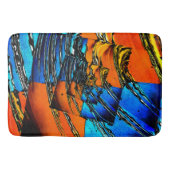 Blauw en Oranje Abstract Badmat (Voorkant)