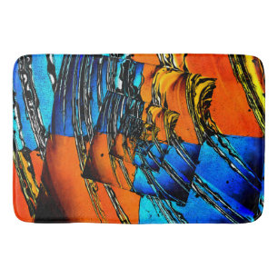 Blauw en Oranje Abstract Badmat