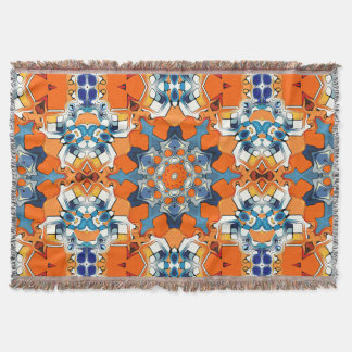 Blauw en Oranje Abstract Deken