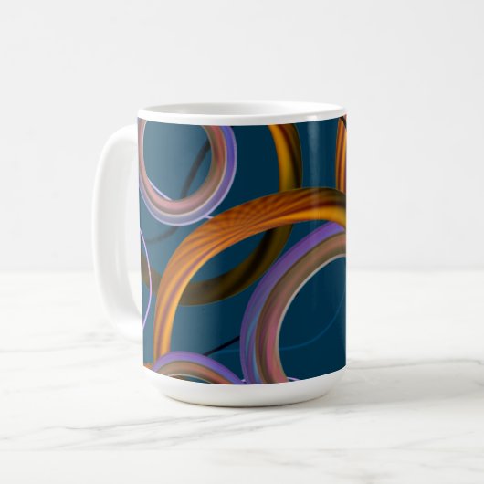 Blauw en Oranje Abstract Design Mok (Voorkant links)