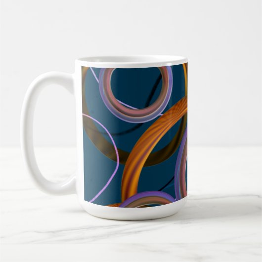 Blauw en Oranje Abstract Ontwerp Mok (Links)