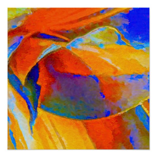 Blauw en Oranje Abstract Perfect Poster (Voorkant)