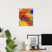 Blauw en Oranje Abstract Poster (Thuiskantoor)