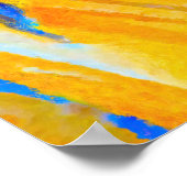 Blauw en Oranje Abstract Poster (Hoek)