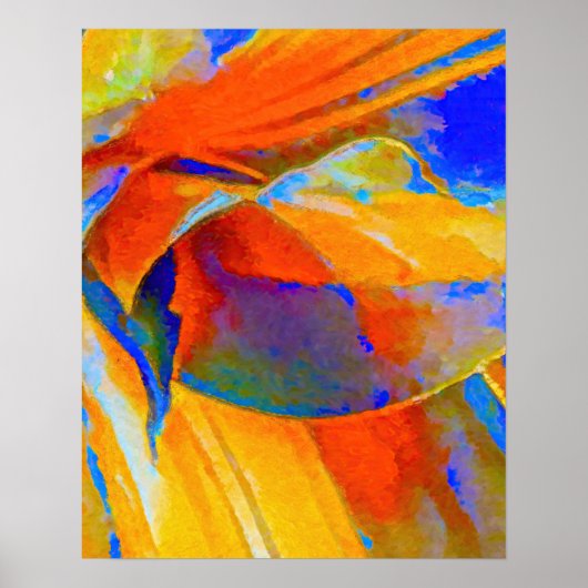 Blauw en Oranje Abstract Poster (Voorkant)
