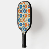 Blauw en Oranje Abstract spin-webontwerp Pickleball Paddle (Links)