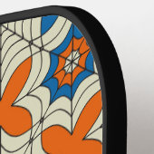 Blauw en Oranje Abstract spin-webontwerp Pickleball Paddle (Links Detail)