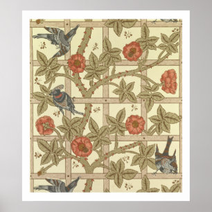 Blauw en oranje achtergrond ontwerp, 1864 poster