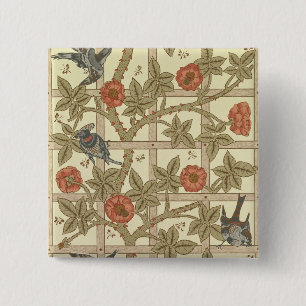 Blauw en oranje achtergrond ontwerp, 1864 vierkante button 5,1 cm