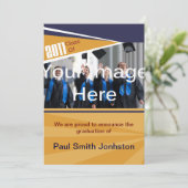 Blauw en Oranje Afstuderen Aankondiging (Staand voorkant)