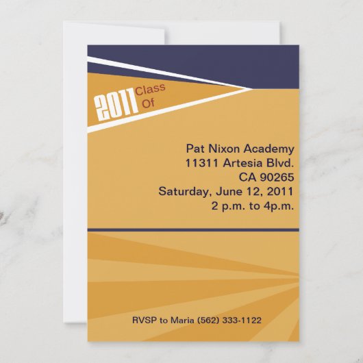 Blauw en Oranje Afstuderen Aankondiging (Achterkant)