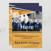 Blauw en Oranje Afstuderen Aankondiging (Voorkant / Achterkant)
