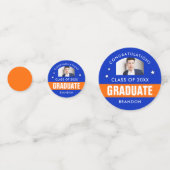 Blauw en Oranje Afstuderen Foto aangepast Confetti (Achterkanten)