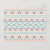 Blauw en Oranje Baby shower met tribaal patroonoog Uitnodiging Briefkaart (Achterkant)