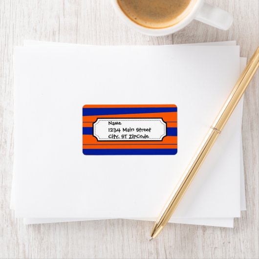 Blauw en Oranje bandstaal Etiket (Insitu)