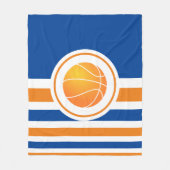 Blauw en Oranje Basketball Fleece Deken (Voorkant)