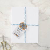 Blauw en Oranje Bloem Trouwgunst Dank u Cadeaulabel (Met Touw)
