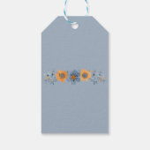 Blauw en Oranje Bloem Trouwgunst Dank u Cadeaulabel (Achterkant)