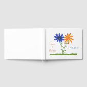 Blauw en Oranje bloemen Gepersonaliseerd Gastboek Gastenboek (Volledig)