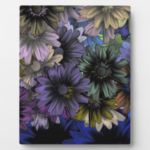 Blauw en oranje bloempatroon fotoplaat