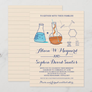 Blauw en Oranje Chemie Trouwkaarten Kaart